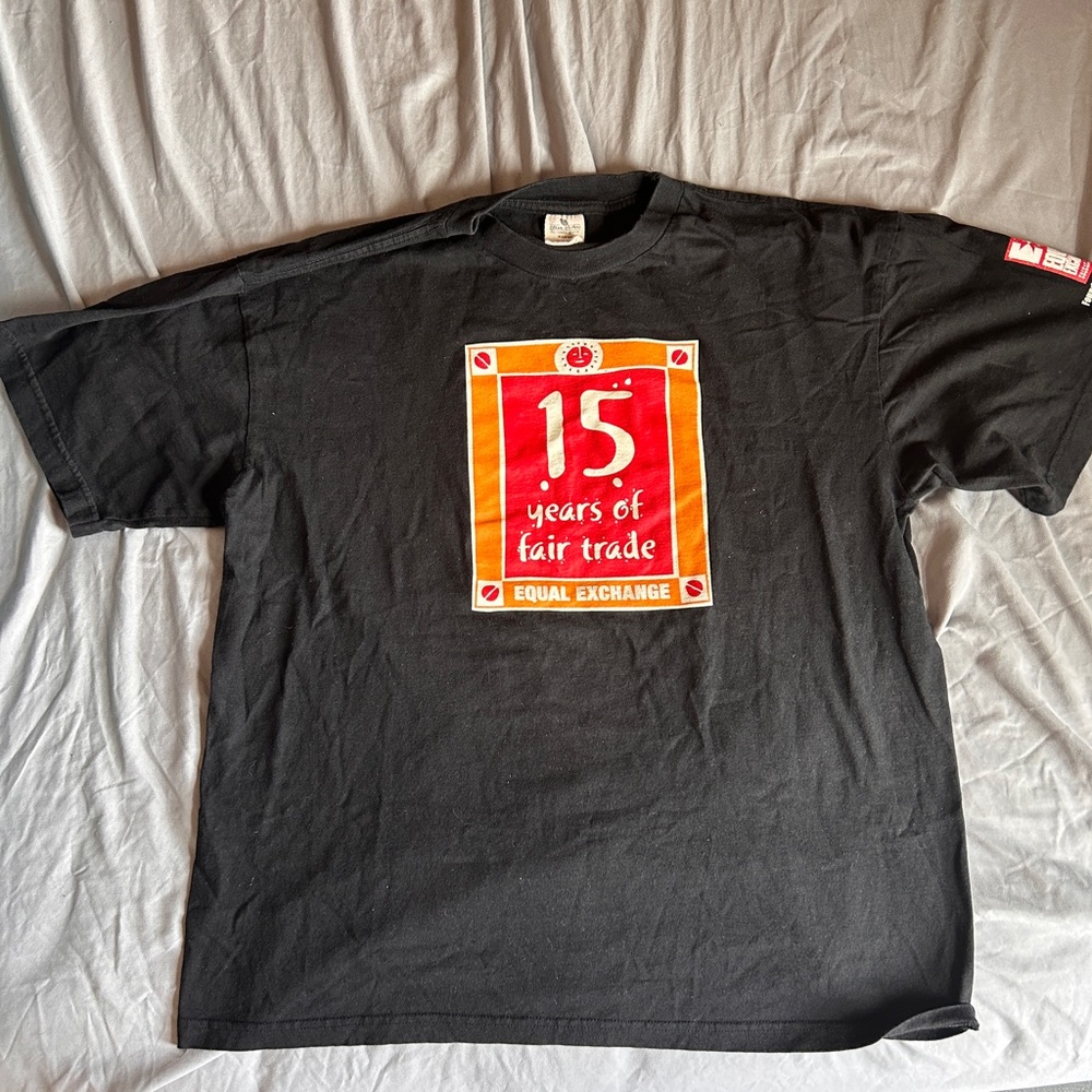 Vintage Black T-Shirt with Fair Trade Graphic